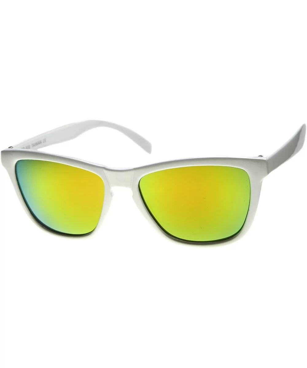 Action Sports Color Mirror Lens Modified Horn Rimmed Sunglasses (White/Sun Mirror) - CL126HXO6UZ $12.77 Wayfarer