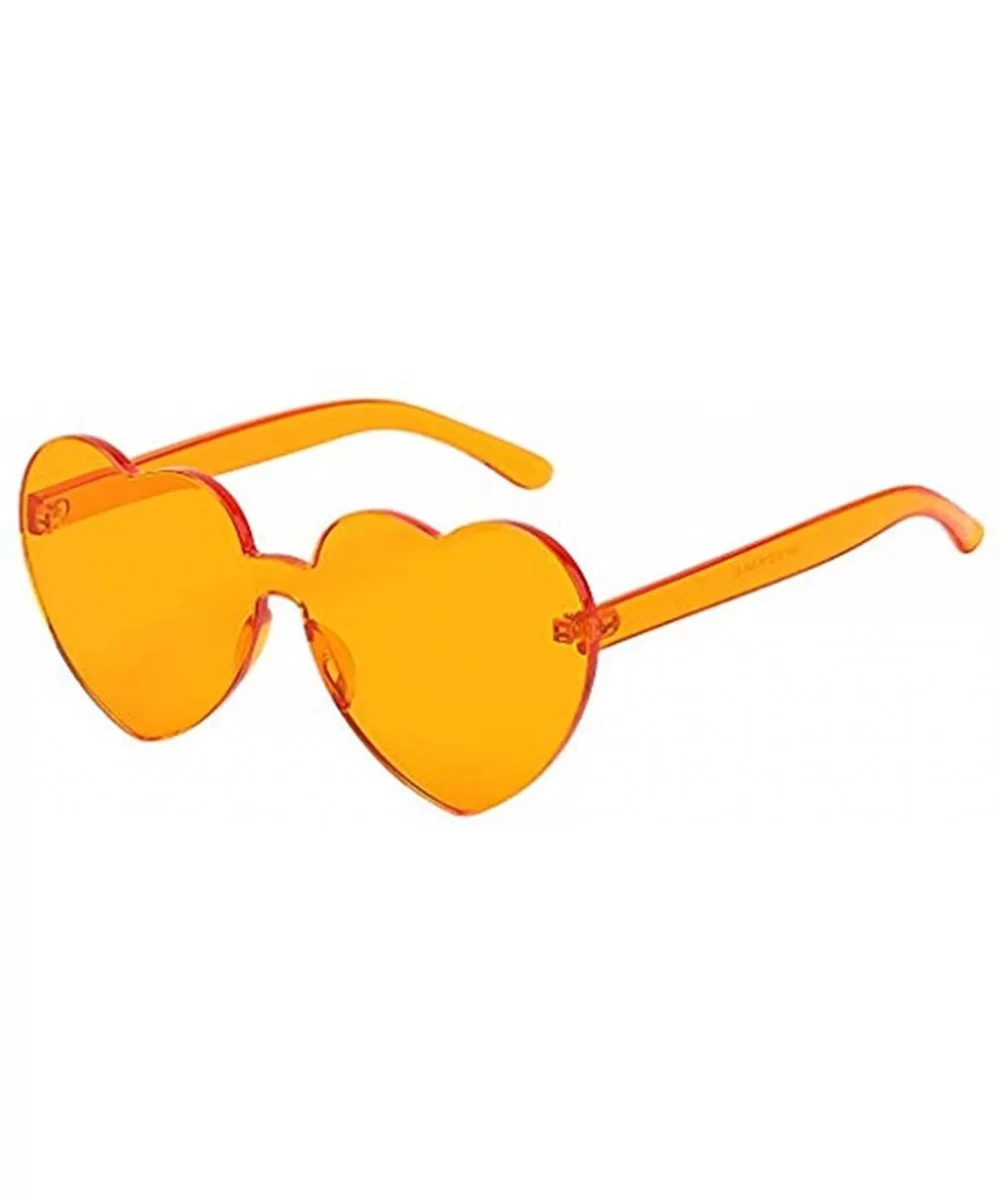 Love Heart Shaped Sunglasses Women PC Frame Resin Lens Sunglasses Eyewear for Girl - Orange - CM199XMLDU9 $12.18 Round