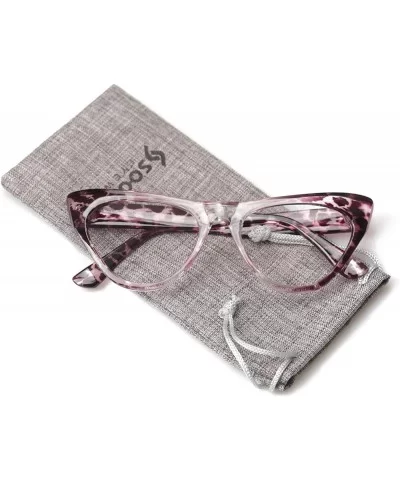 Womens Leopard Pattern Cat Eye Reading Glasses Quality Eye Glass Frame - Purple Leopard - CD18IG3MLIY $12.66 Cat Eye