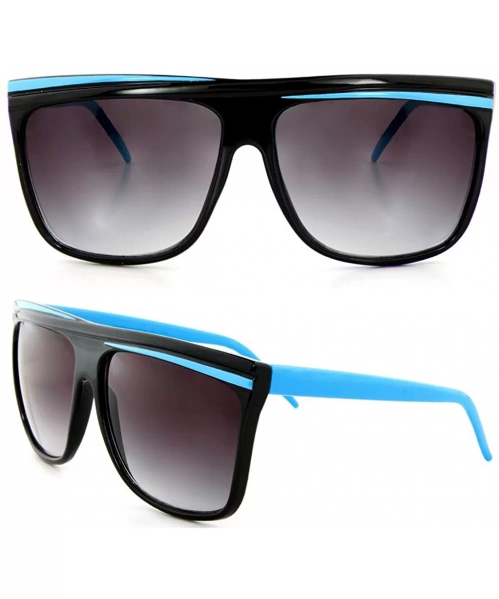 Flat Top Two Tone Sunglasses Black & Blue - CD117AQPJD1 $11.99 Square