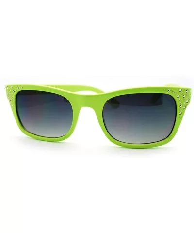 Chic Womens Sunglasses Round Studded Rectangular Cateye Frame - Green - CM11HEJ0FHZ $12.83 Rectangular