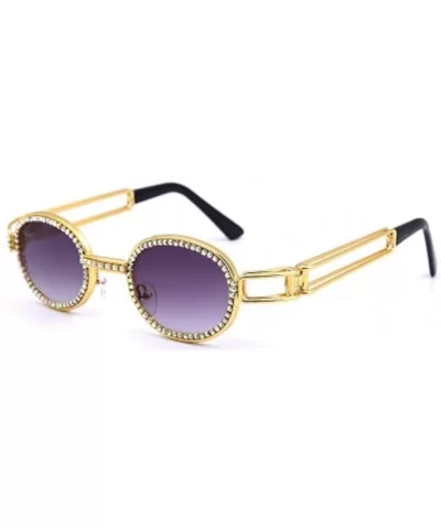 Oval Metal Frame Retro Sunglasses Rhinestone Sunglasses - 1 - CH190E3IDK2 $52.92 Oval