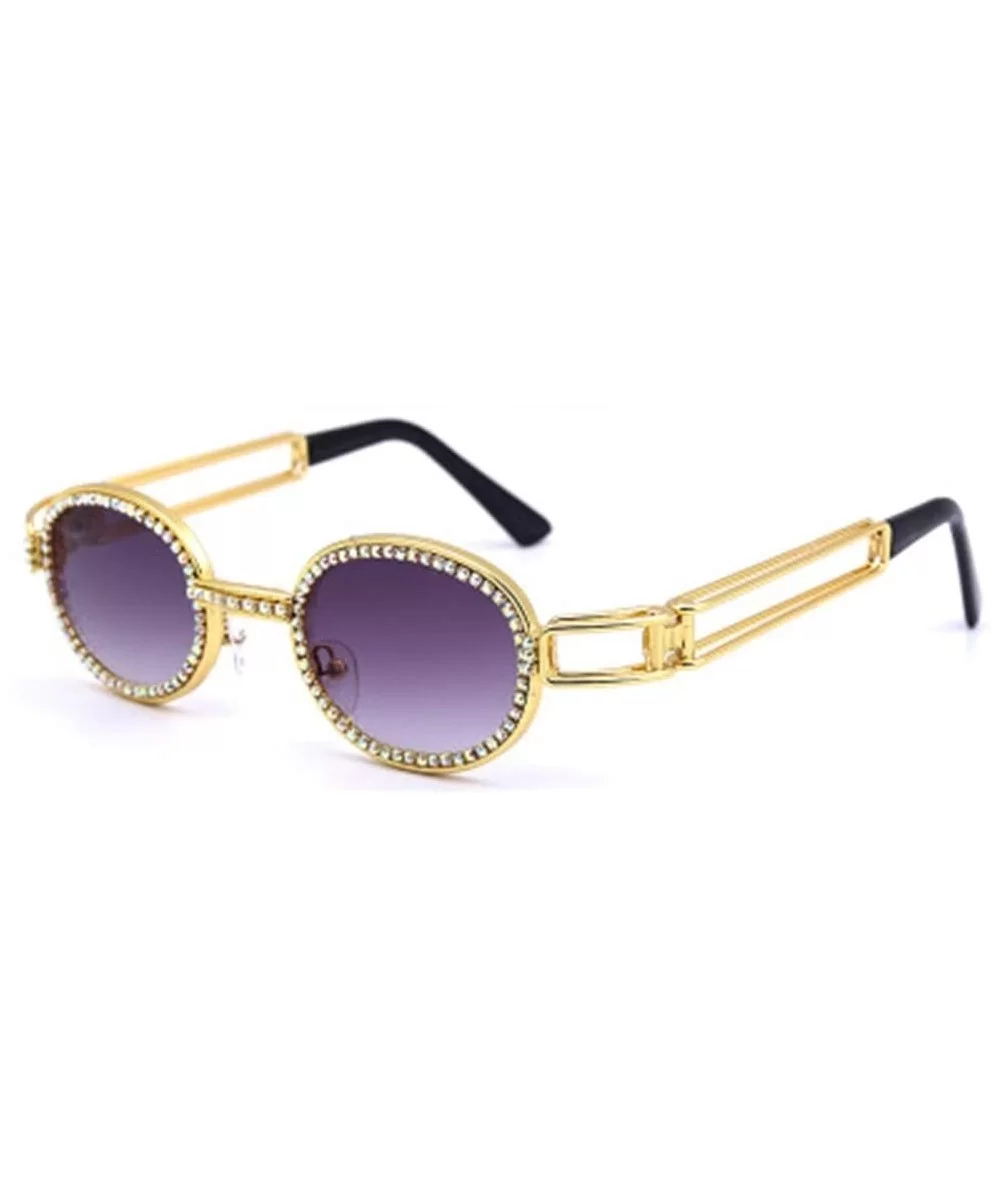 Oval Metal Frame Retro Sunglasses Rhinestone Sunglasses - 1 - CH190E3IDK2 $52.92 Oval