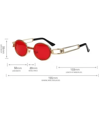 Oval Metal Frame Retro Sunglasses Rhinestone Sunglasses - 1 - CH190E3IDK2 $52.92 Oval