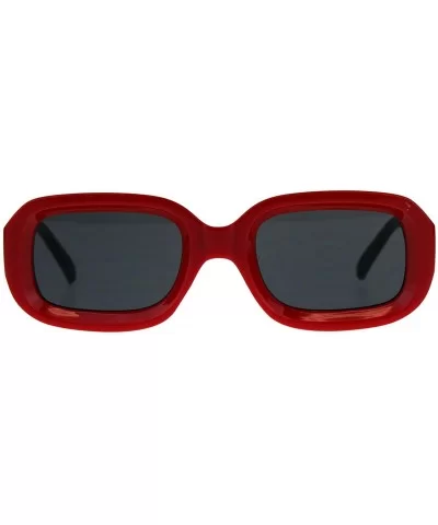 Womens Mod Thick Rectangular Retro Designer Sunglasses - Red Black - CP18CC96093 $19.91 Rectangular