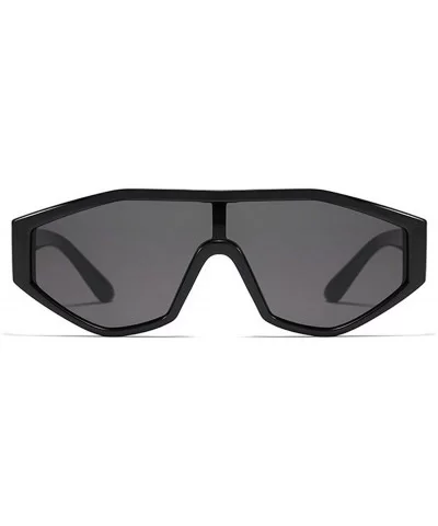 Irregular Sunglasses Vintage Oversize One piece - Black - C9192CGEQYX $19.63 Shield