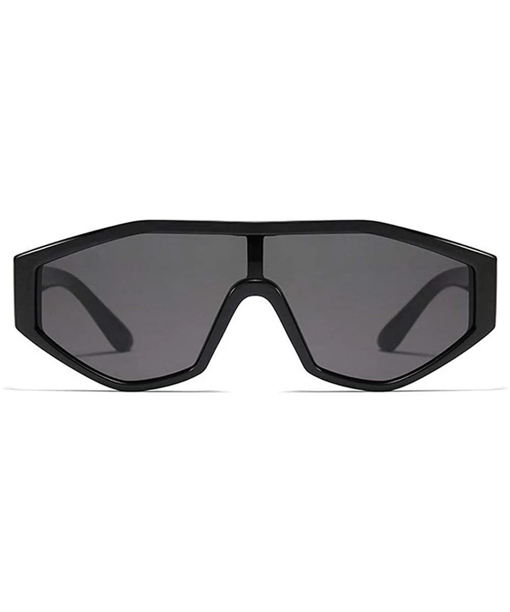 Irregular Sunglasses Vintage Oversize One piece - Black - C9192CGEQYX $19.63 Shield