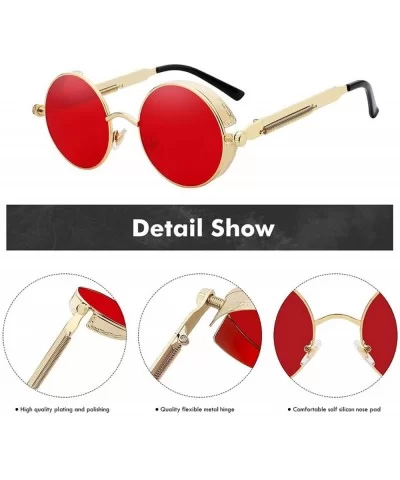 Round Metal Sunglasses Steampunk Men Women Fashion Glasses Er Retro Vintage UV400 - Brass W Brown Lens - CZ199C5HOI0 $49.82 G...