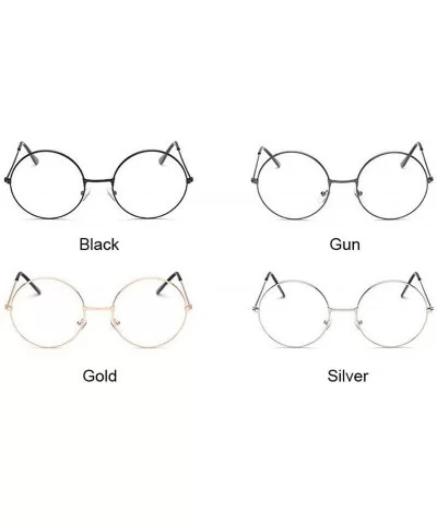 Fashion Vintage Retro Metal Frame Clear Lens Glasses Nerd Geek Eyewear Eyeglasses Oversized Round Circle Eye - CA198ZZH5AZ $5...