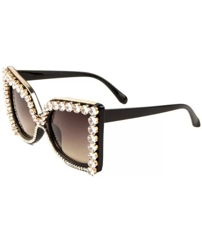 Oversized Rhinestone Butterfly Sunglasses - Brown - CL197YN6XOZ $21.34 Butterfly
