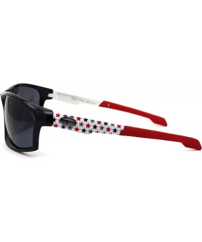 Xloop American Patriotic Print Warp Around Sport Sunglasses - Black Red Black - CB1966LXR0E $17.75 Sport