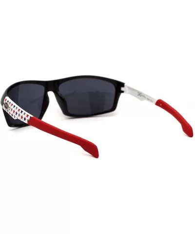 Xloop American Patriotic Print Warp Around Sport Sunglasses - Black Red Black - CB1966LXR0E $17.75 Sport