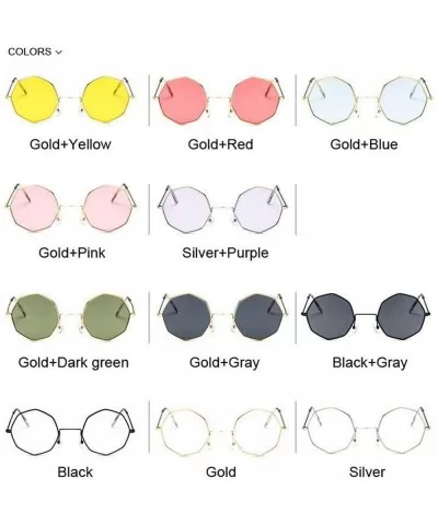 Fashion Unisex Polygon Sunglasses Women Classic Sea Gradient Shades Sun Glasses Small Square Alloy Mirror - CD198ZMWODA $56.4...