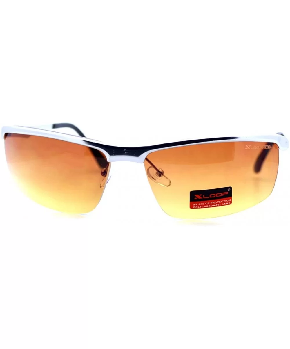 HD High Definition Lens Sunglasses Half Metal Rim Rectangular Frame - Silver - CM12F98367X $13.31 Rectangular