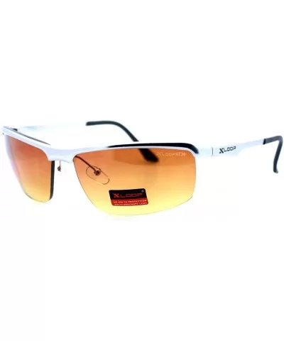 HD High Definition Lens Sunglasses Half Metal Rim Rectangular Frame - Silver - CM12F98367X $13.31 Rectangular