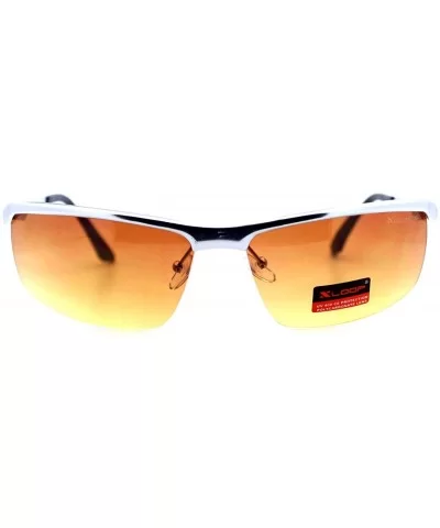 HD High Definition Lens Sunglasses Half Metal Rim Rectangular Frame - Silver - CM12F98367X $13.31 Rectangular