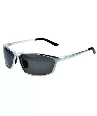 Full-frame Al-Mg Day and Night Polarized Men's Driving Sunglasses - Silver-gray - C01827YQ6YN $13.78 Rectangular