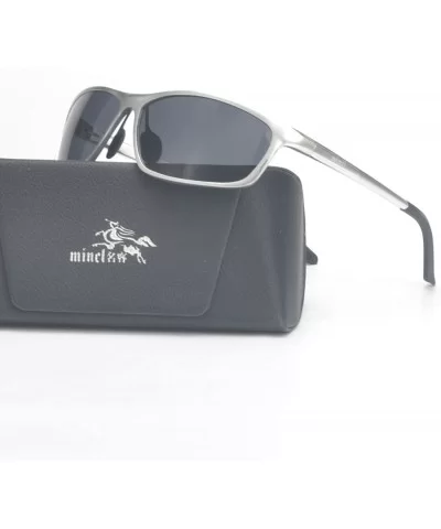 Full-frame Al-Mg Day and Night Polarized Men's Driving Sunglasses - Silver-gray - C01827YQ6YN $13.78 Rectangular