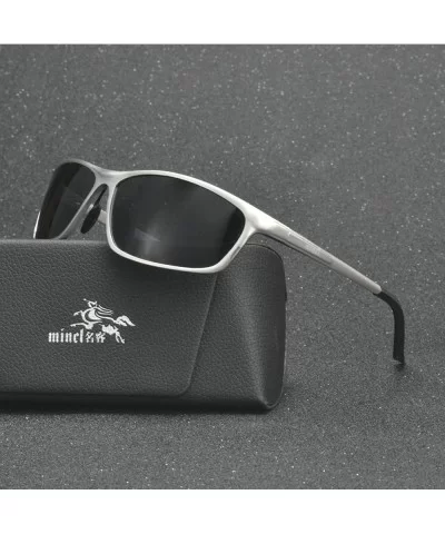 Full-frame Al-Mg Day and Night Polarized Men's Driving Sunglasses - Silver-gray - C01827YQ6YN $13.78 Rectangular