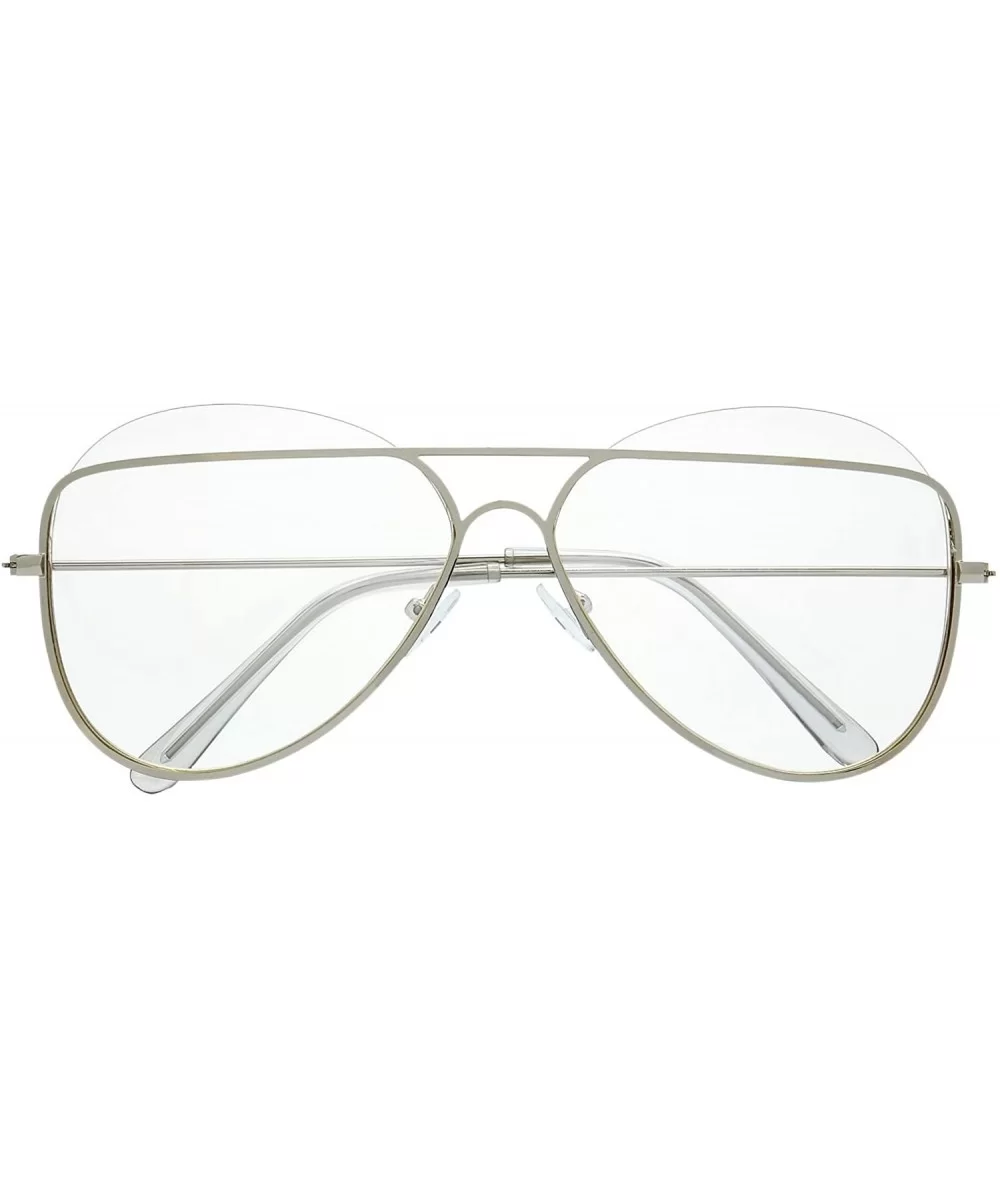 Metal Crossbar Fashion Color Tinted Flat Lens Stylish Sunglasses with Gift Box - 7-silver - CZ1868WLC54 $17.86 Rimless