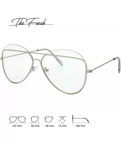 Metal Crossbar Fashion Color Tinted Flat Lens Stylish Sunglasses with Gift Box - 7-silver - CZ1868WLC54 $17.86 Rimless