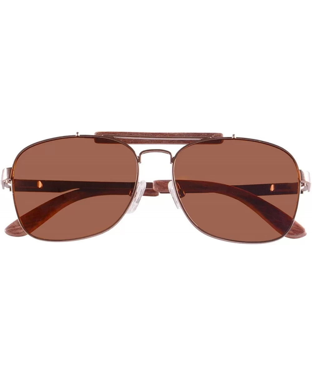 Men's Polarized Sunglasses Classic UV400 Wooden Sun Glasses - Z1566 - Brown/Red Sandal - CN12FZ178PF $34.05 Aviator