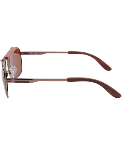 Men's Polarized Sunglasses Classic UV400 Wooden Sun Glasses - Z1566 - Brown/Red Sandal - CN12FZ178PF $34.05 Aviator