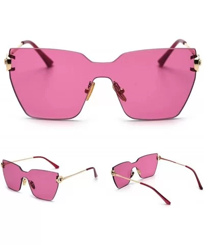 Oversized Frameless Sunglasses Designer Rectangle - Rose - CB18Q8DUXXA $18.45 Oversized