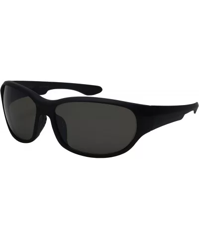Wrap Shaped Sport Sunglasses 570109MT - Matte Black Frame/Grey Flash Mirrored Lens - CF18GZUOAQX $12.45 Sport