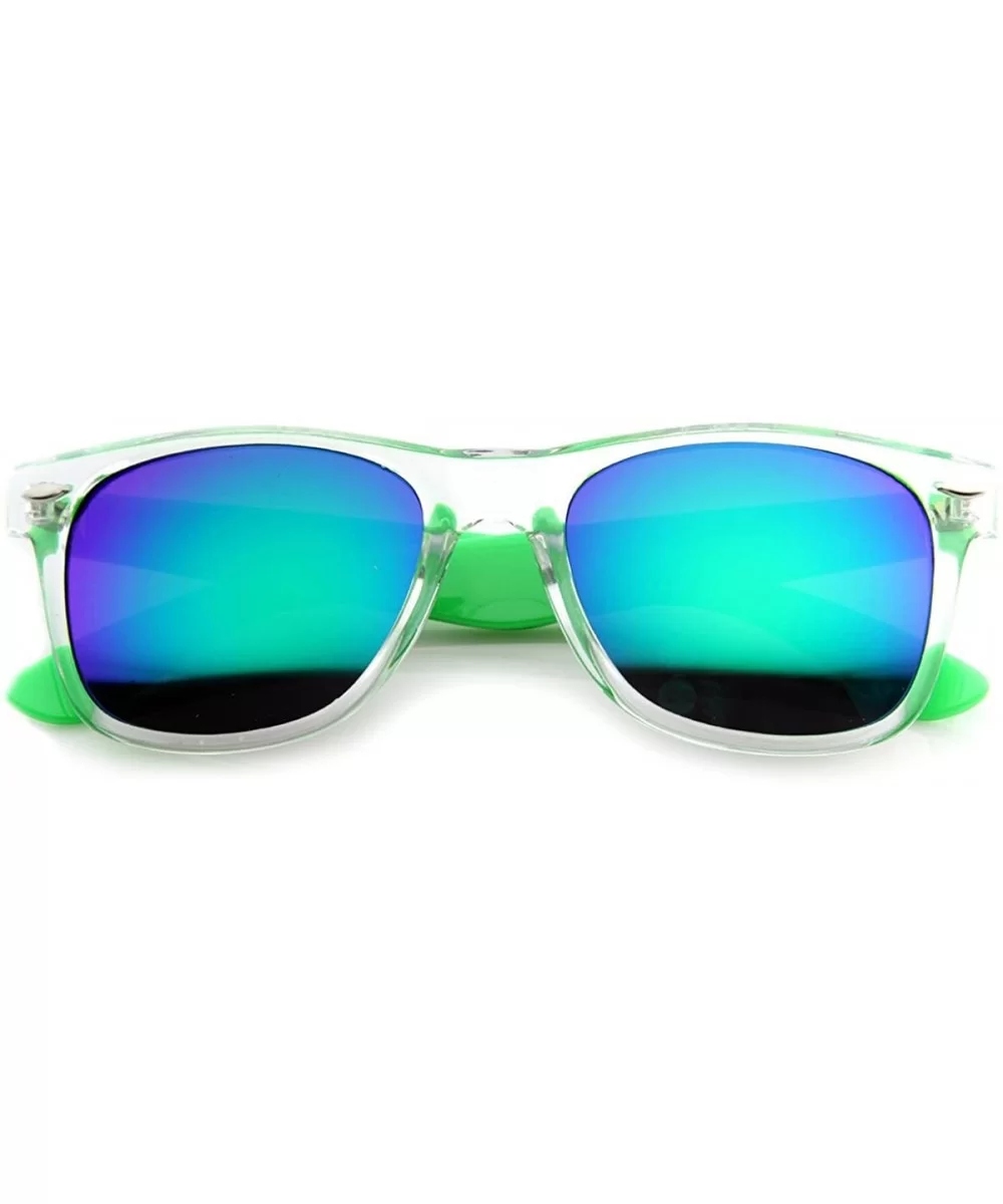 Bright Two-Tone Transluscent Acetate Wayfer Sunglasses w/Color Mirror Lens - CO119YAGVTH $13.74 Wayfarer