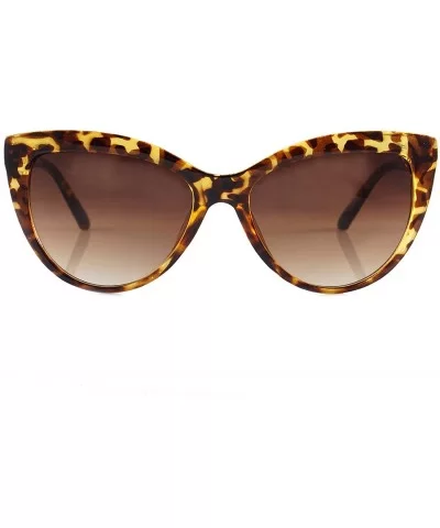 Rhinestone Jewel CutOut Metal Temple Gradient Lens CatEye Sunglasses A231 - Tortoise Brown - CJ18IHNCQA4 $18.16 Oversized