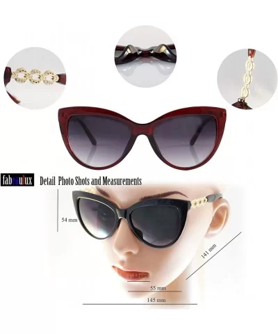 Rhinestone Jewel CutOut Metal Temple Gradient Lens CatEye Sunglasses A231 - Tortoise Brown - CJ18IHNCQA4 $18.16 Oversized