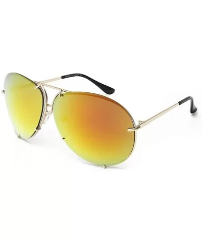 Sunglasses Women Retro Classic Brand Designer Oval Sunglasses Coating Mirror Lens Shades - Gold Clear Lens - CB198U07WDX $13....