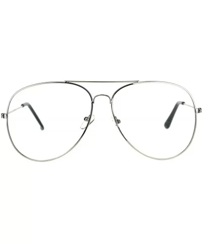 Oversized Clear Lens Aviators Unisex Large Round Aviator Glasses - Silver - CM18CZE5H7U $12.34 Aviator