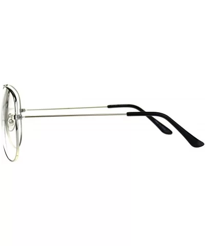 Oversized Clear Lens Aviators Unisex Large Round Aviator Glasses - Silver - CM18CZE5H7U $12.34 Aviator