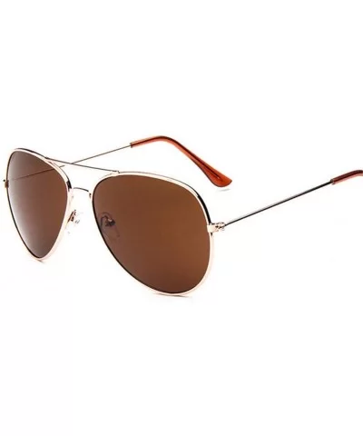 Men's Aviation Sunglasses Women Driving Alloy Frame Polit Mirror Sun Glasses - Gold Tea - CU194ODG3NU $31.83 Goggle