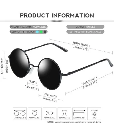 Round Polarized Sunglasses for Men and Women - Vintage John Lennon Sunglasses Metal Frame 100% UV Blocking Lens - C118Z9DWMHN...