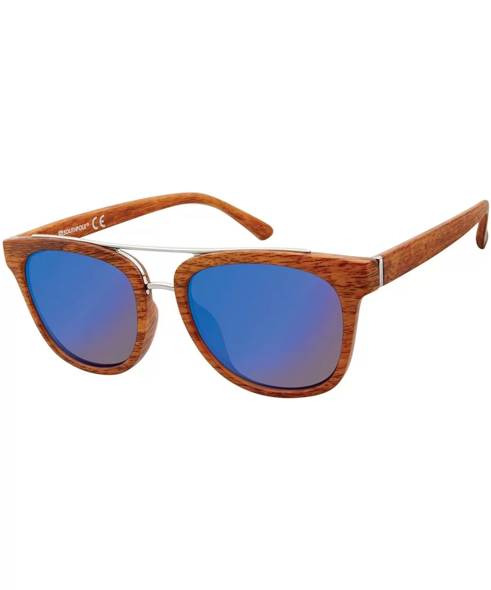 Men's 5000SP Rectangular Sunglasses with Wood Patterned Arms- Metal Brow Bar & 100% UV Protection- 60 mm - CT18EH72ZIS $42.83...