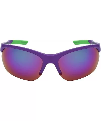 Semi-Rimless Sports Sunglasses with Color Mirrored Lens 570067-REV - Purple/Green - CI1268FZTH1 $13.51 Rimless