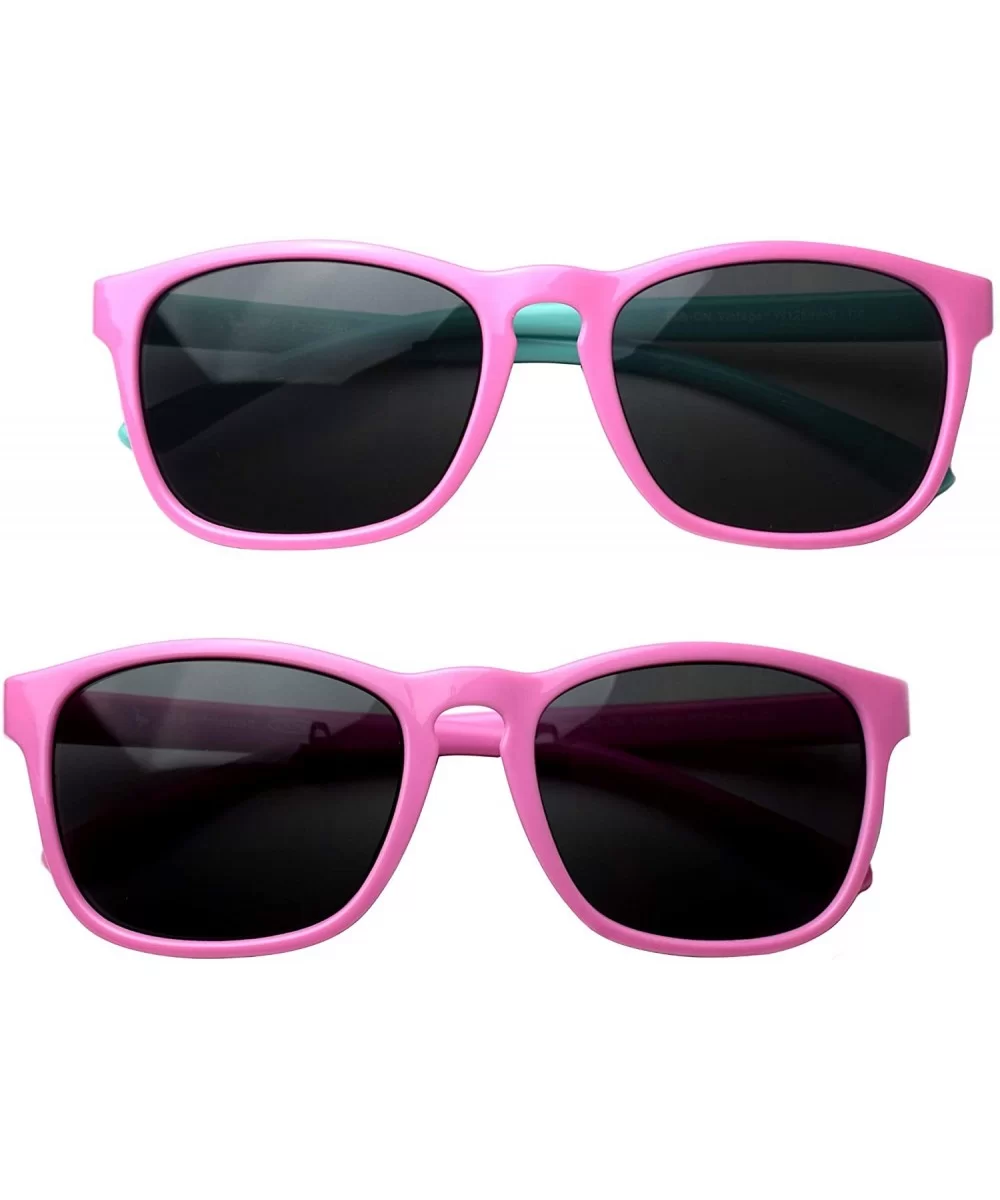 Vintage Silicone - Best First Sunglasses for Kids Age 4-7 Year. - Pink & Pink/Teal - C718YZCN3WS $14.78 Oval