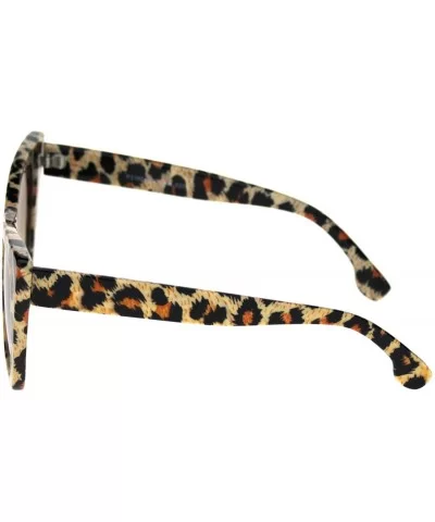 Womens Mod Style Large Square Cat Eye Hipster Plastic Sunglasses - Leopard Black - CJ18R44IKUG $13.61 Square