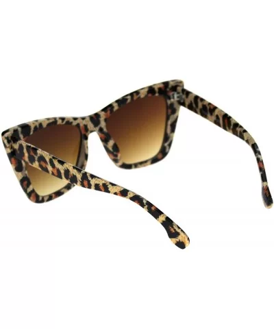 Womens Mod Style Large Square Cat Eye Hipster Plastic Sunglasses - Leopard Black - CJ18R44IKUG $13.61 Square