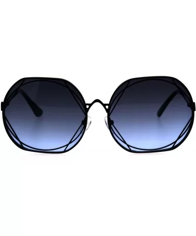 Womens Metal Rim Nouveau Metal Art Frame Designer Sunglasses - Black Blue Smoke - C718GY4OEWL $19.06 Butterfly