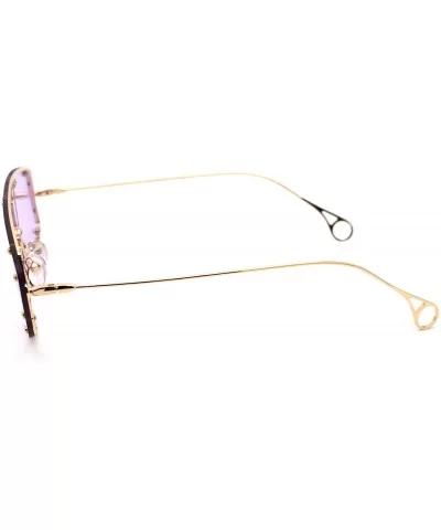 Runway Unique Metal Stud Shield Rimless Robotic Sunglasses - Gold Purple - CU190QRTXLY $21.82 Rimless