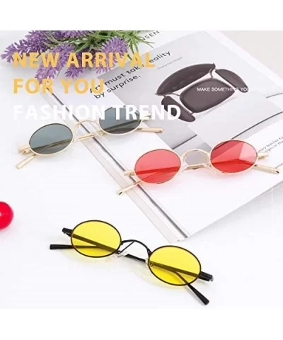 Retro Metal Small Frame Sunglasses- UV400 Lens Protection 42mm Fashion Glasses for Men Women Kids - Yellow - C118TLKTQO0 $11....