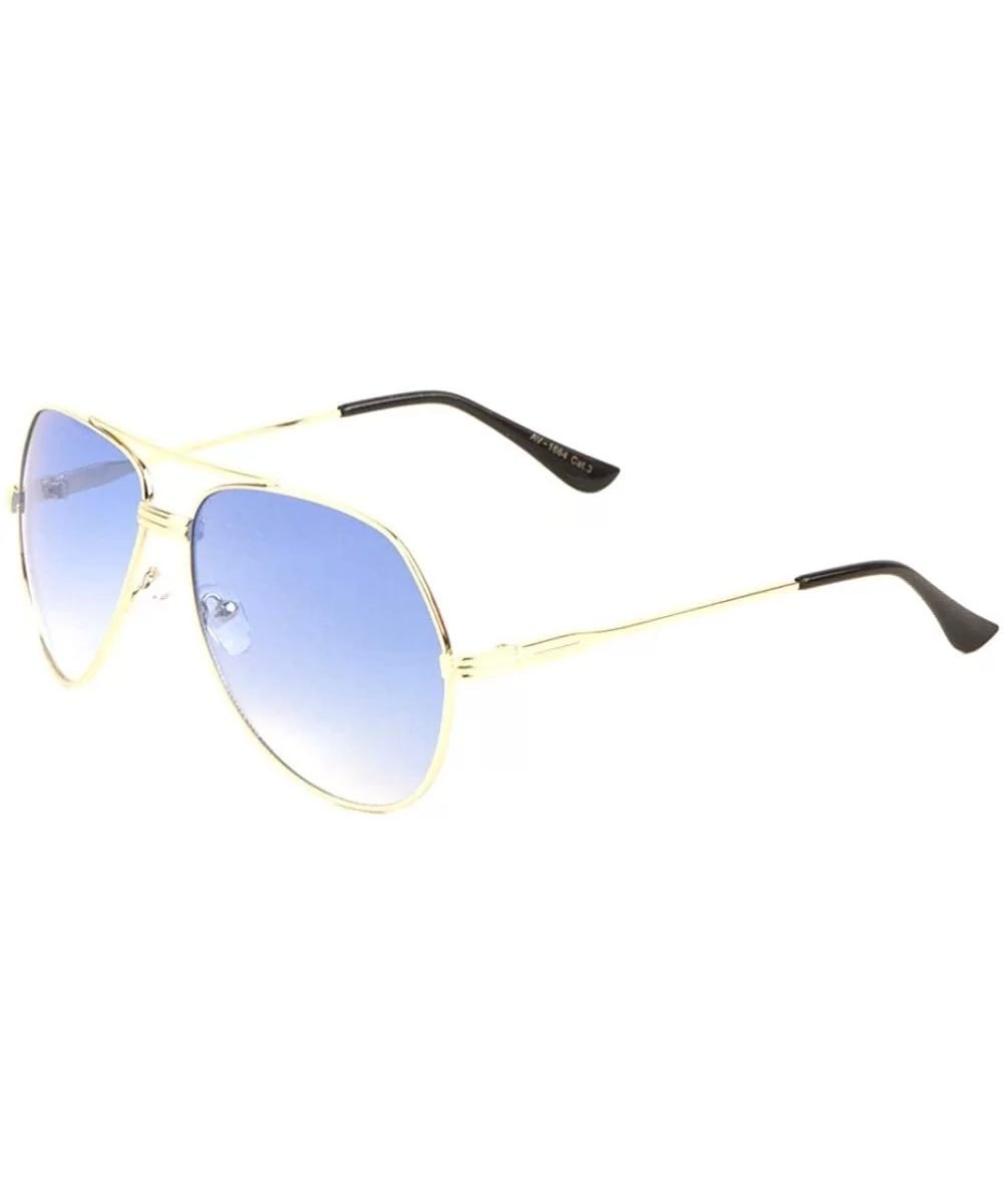 Wide Bottom Lens Round Aviator Sunglasses - Blue - CU197U7GK8C $21.01 Round