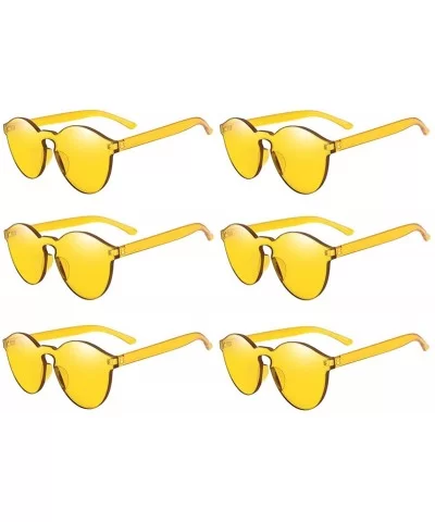 One Piece Round Rimless Sunglasses Transparent Candy Color Eyewear - 6-yellow - CH18I7A0SOT $34.90 Rimless