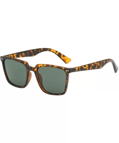 Pouch American Classic Retro Classy Square Frame Unisex Sunglasses - 712066-leopard-frame-green - C918RS92H20 $13.50 Square