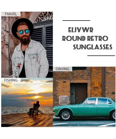 Round Retro Polarized Sunglasses for Men- Vintage Classic Eyewear Al-Mg Metal Frame for Outdoor Activities - C0190HLC6MQ $39....