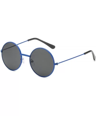 Vintage style Round Sunglasses for Unisex Metal PC UV 400 Protection Sunglasses - Blue Grey - CP18SZTUHDS $21.40 Round